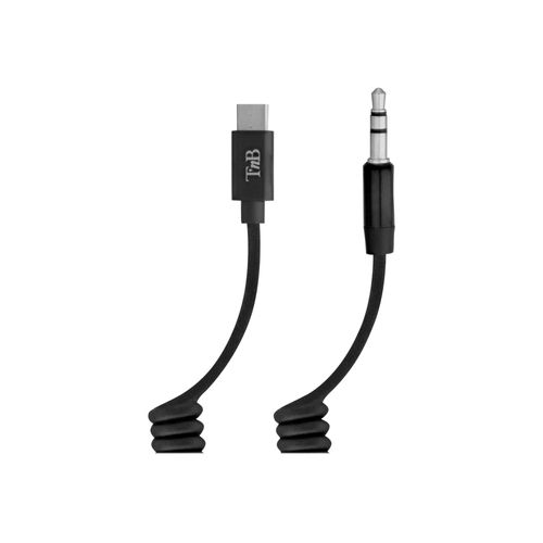 T'nB - USB-C vers adaptateur de prise casque - 24 pin USB-C mâle pour prise audio de 3,5 mm mâle - 1.5 m - bobiné