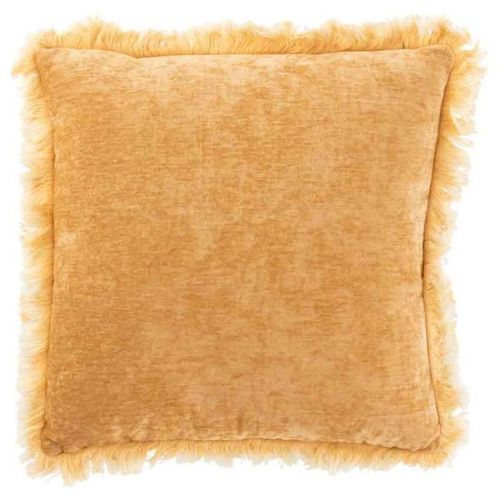 Paris Prix - Coussin Déco "Franges" 45x45cm Jaune Ocre
