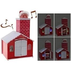 Pere noel automate musical et lumineux dans maison