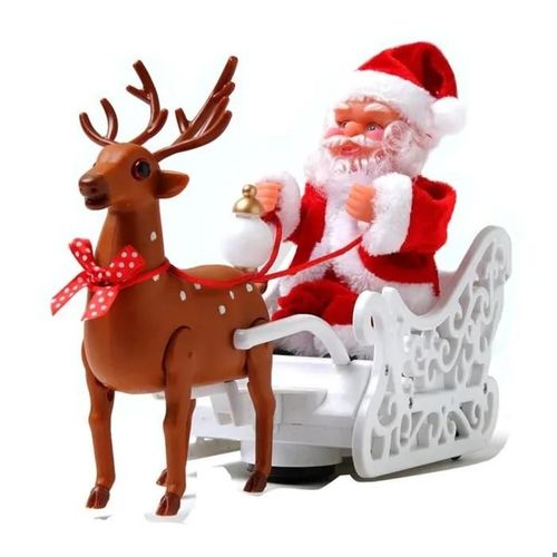 Père Noel automate avec traineau musical et lumineux