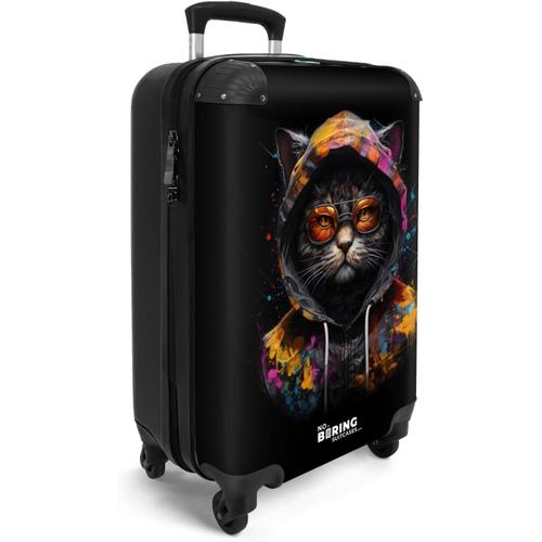 Valise Cabine,Valises,Bagages Cabine,Valise Pas Cher,Valise 55x35x25cm,Petite Valise,Valise Rigide,Valise Cabine 55x35x25cm (Chat-Noir)