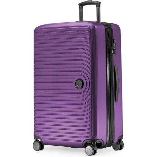 Mitte-Grande Valise Rigide,TSA,4 Roulettes,Bagage en Soute avec Extension de Volume de 8 Cm,77 Cm,130 Litres,Aubergine