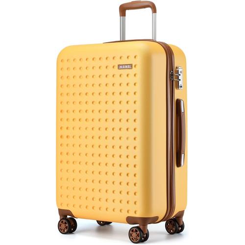 Grande Valise 75cm,Valise Soute en ABS Valise Rigide 4 roulettes Valise de Voyage avec Serrure TSA,Jaune