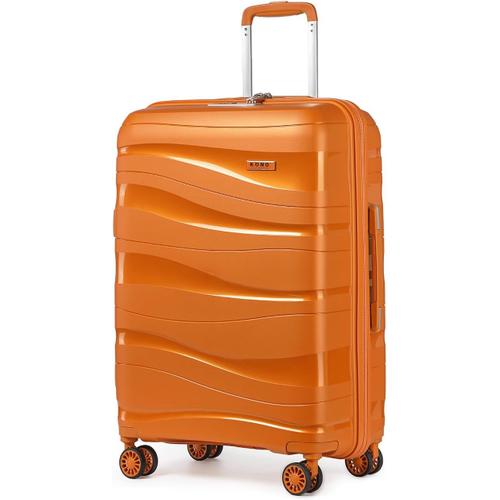 Valise Grande 75cm Rigide Polypropylène Valise de Voyage à 4 roulettes et Serrure TSA,Orange