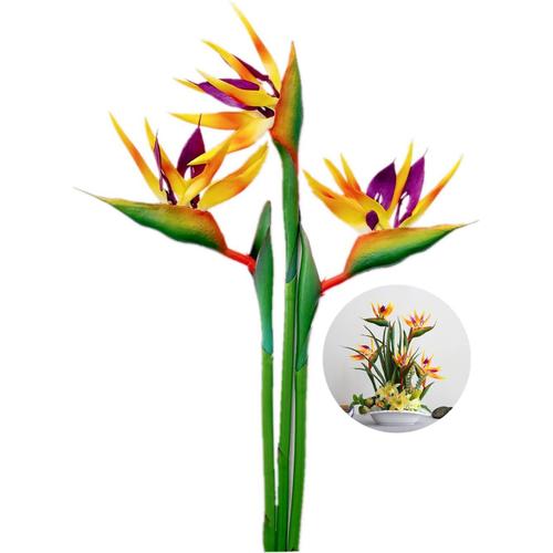 Strelitzia Lot de 3 grands oiseaux de paradis 73,7 cm fleurs permanentes imitation plantes artificielles tropicales en caoutchouc souple PU,pour la maison,le