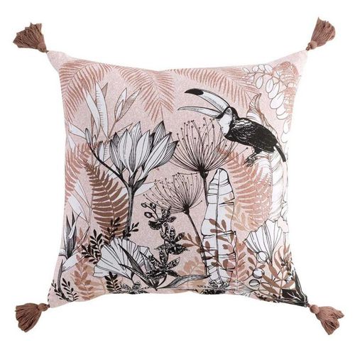 Coussin Déco À Pompons "Cocochic" 45x45cm Rose