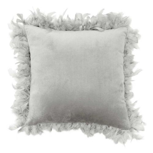 Coussin Déco Plumes "Marlina" 40x40cm Gris