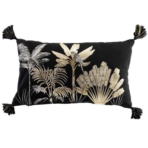 Coussin Déco Imprimé "Karaba" 30x50cm Noir