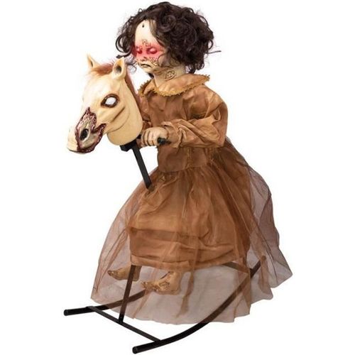 Spectre Fille Sur Cheval À Bascule Animé Blanc