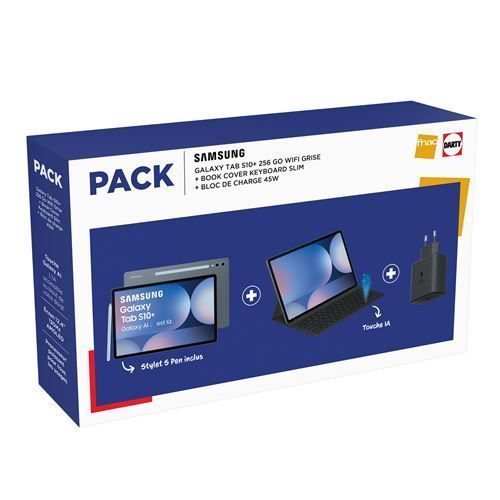 Pack Tablette Tactile Samsung Galaxy Tab S10+ 12,4" Wifi 256 Go Gris + Etui Clavier + Bloc De Charge
