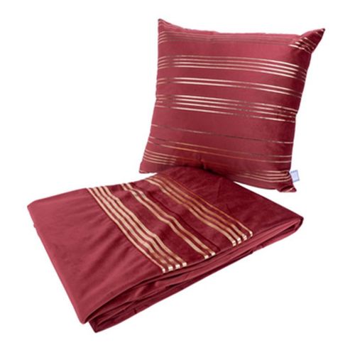 Paris Prix - Ensemble Coussin & Plaid "Prisma Iii" 130x170cm Rouge
