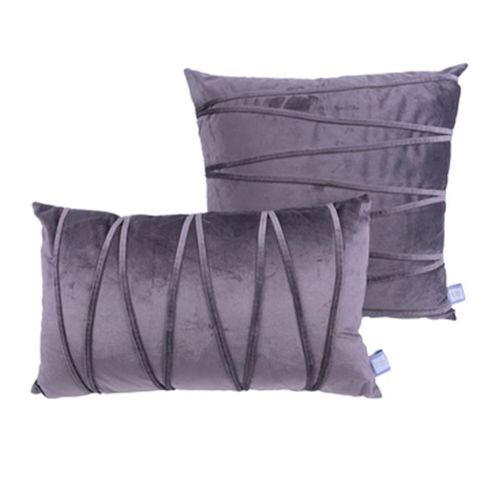 Paris Prix - Lot De 2 Coussins Déco "Paulina" 30x50cm Gris