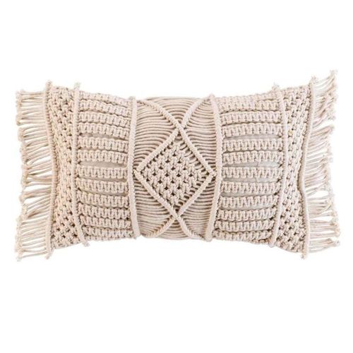 Coussin Déco À Franges "Macralina" 30x50cm Beige