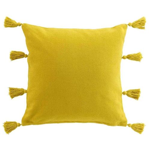 Coussin Déco À Pompons "Tasselina" 45x45cm Jaune