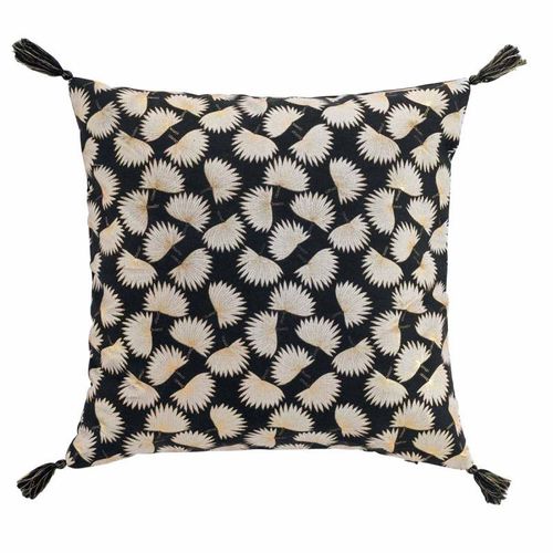 Coussin Déco À Pompons "Tosane" 45x45cm Noir