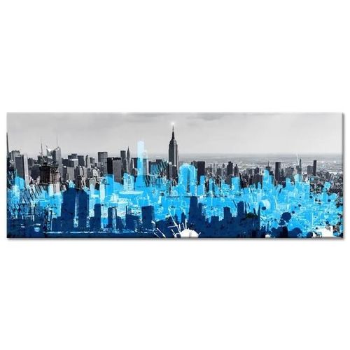 Tableau toile déco NEW YORK ET DESSIN DECLINA 100x35 Turquoise