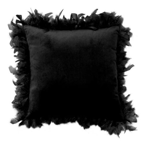 Coussin Déco Plumes "Marlina" 40x40cm Noir