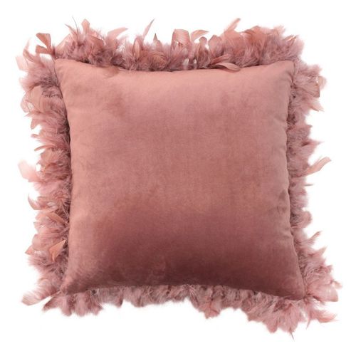 Coussin Déco Plumes "Marlina" 40x40cm Rose