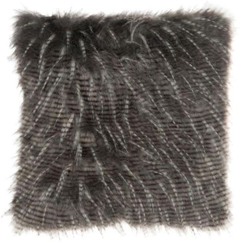 Paris Prix - Coussin Déco Imitation Fourrure "Lignes" 45 Gris