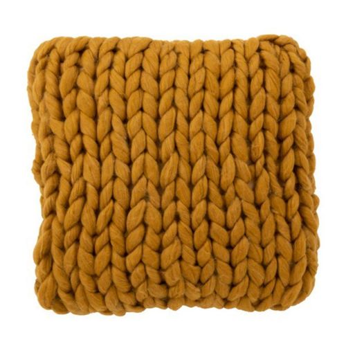 Paris Prix - Coussin Carré Déco "Tricoté" 40x40cm Ocre