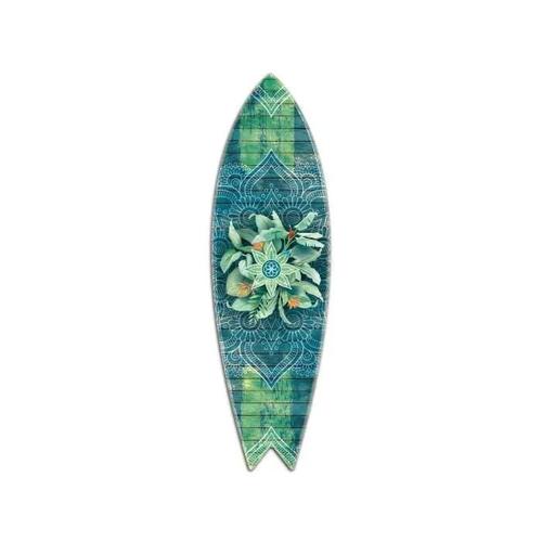 Décoration murale, Planche de surf Tropical Green, Impression sur alu-dibond - 100x30 cm