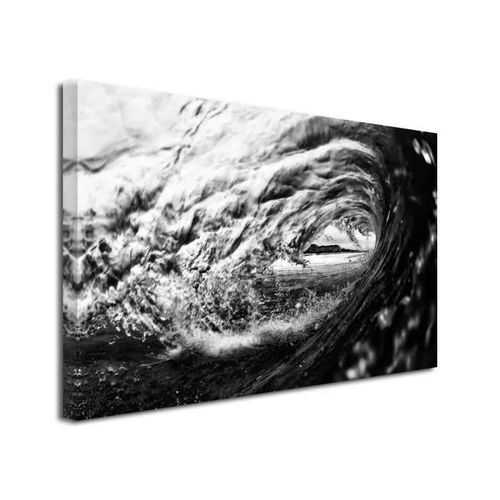 DECLINA, tableau toile océan, Tableau toile photo déco vague noir et blanc, 100x60 cm