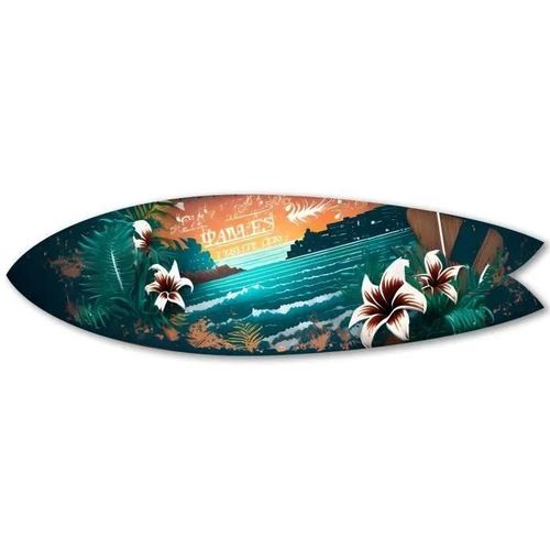 DECLINA, Planche surf décorative illustration paysage de mer, impression sur Alu-Dibond, 100x30 cm
