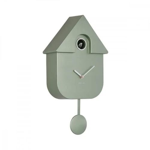 Horloge Coucou moderne H40cm - Present Time - vert métallique -