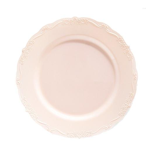 10 Assiettes Réutilisable Baroque 26cm Vieux Rose