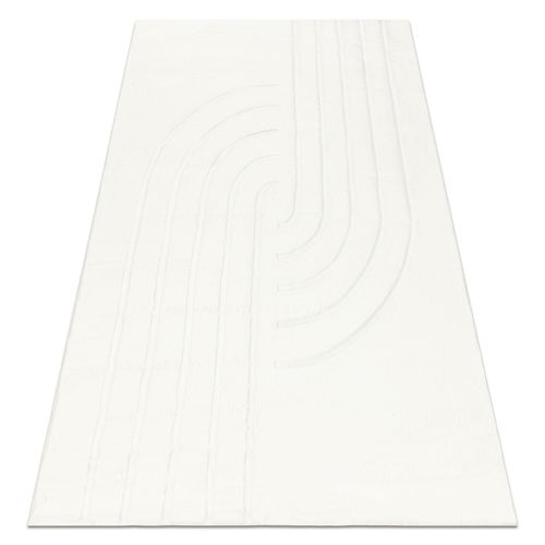120x170 Cm Tapis Lavable Curvy Blanc 11 Curves, Structurel, Gaufré, Peluche