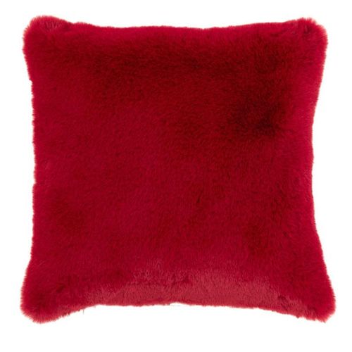 Paris Prix - Coussin Imitation Fourrure "Cutie" 45x45cm Rouge Carmin