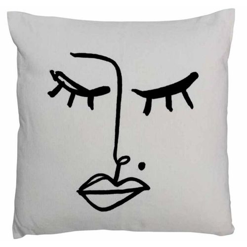 Paris Prix - Coussin Déco "Mélissa" 50x50cm Blanc & Noir