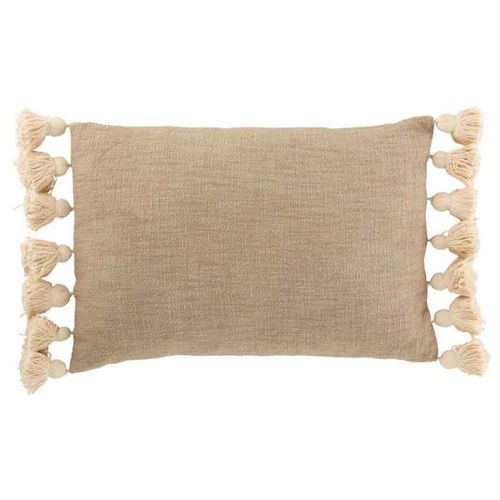 Paris Prix - Coussin Déco À Pompons "Lexie" 35x50cm Taupe