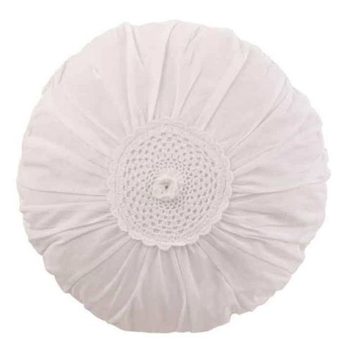 Paris Prix - Coussin Rond En Coton "Dentelle" 40cm Blanc
