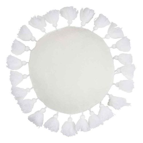 Paris Prix - Coussin Rond Déco "Floches" 45cm Blanc