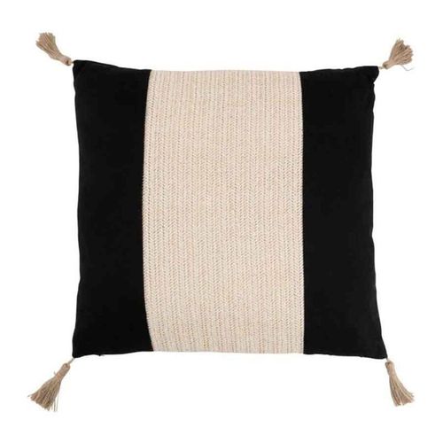 Paris Prix - Coussin Déco "Tissage" 45x45cm Noir & Beige