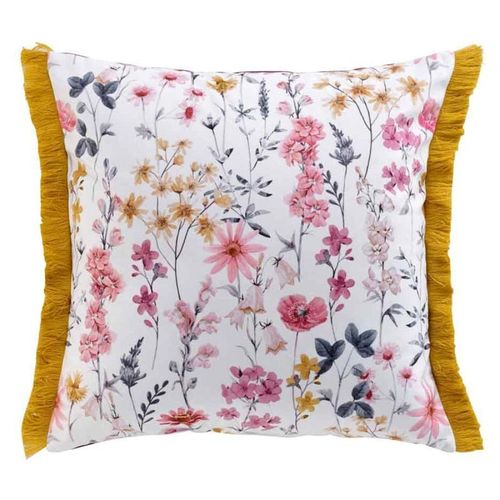 Coussin Déco En Velours "Florabella" 40x40cm Blanc