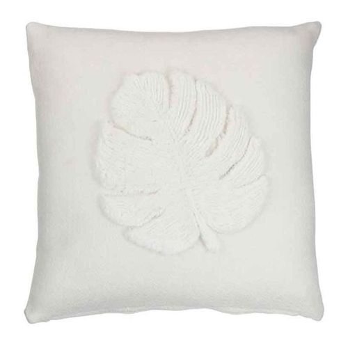 Paris Prix - Coussin Déco "Feuilles" 43x43cm Blanc