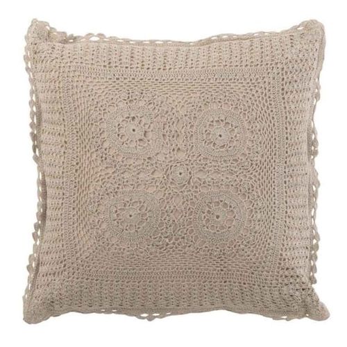 Paris Prix - Coussin Déco "Dentelle" 45x45cm Taupe