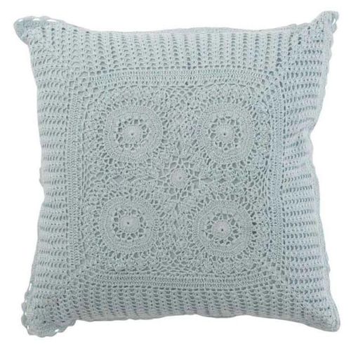 Paris Prix - Coussin Déco "Dentelle" 45x45cm Bleu