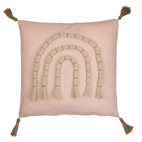 Paris Prix - Coussin Déco "Arc-En-Ciel" 40x40cm Rose