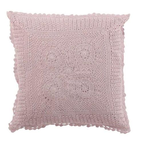 Paris Prix - Coussin Déco "Dentelle" 45x45cm Rose Mauve