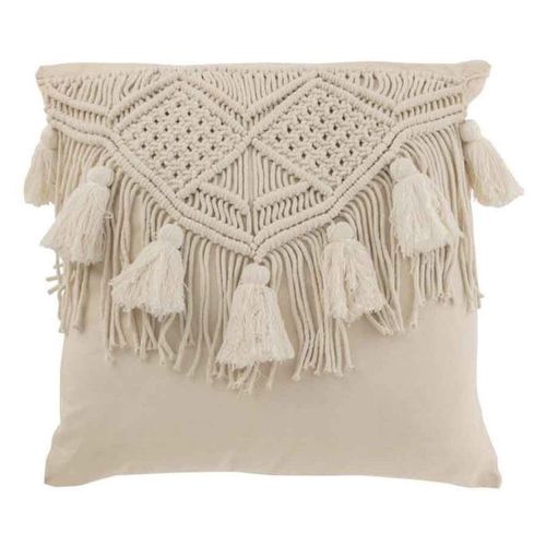 Paris Prix - Coussin Déco Avec Franges "Cosy" 50x50cm Ivoire