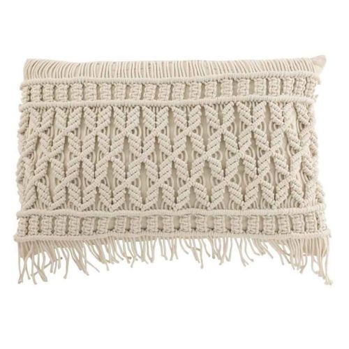 Paris Prix - Coussin Déco À Franges "Cosy" 40x60cm Ivoire