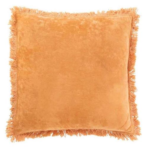 Paris Prix - Coussin Déco "Franges Velours" 45x45cm Orange