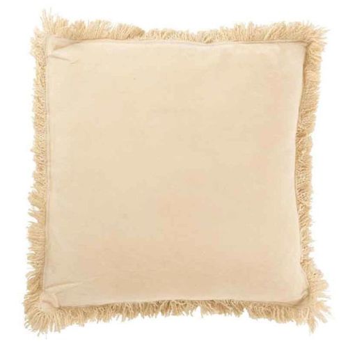 Paris Prix - Coussin Déco "Franges Velours" 45x45cm Beige