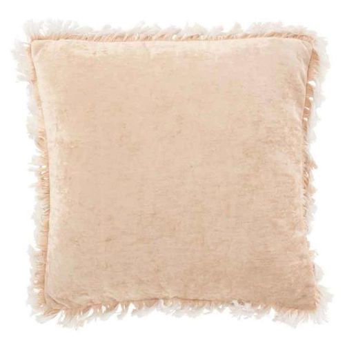 Paris Prix - Coussin Déco "Franges" 45x45cm Beige