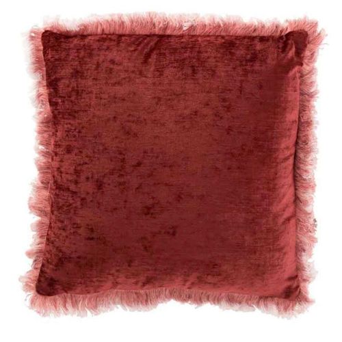 Paris Prix - Coussin Déco "Franges" 45x45cm Bordeaux
