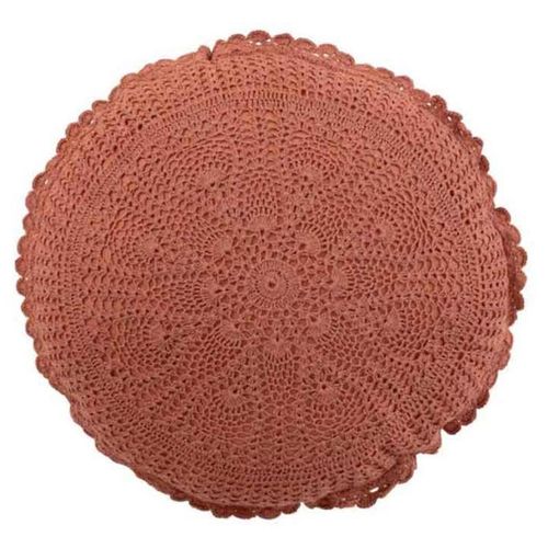 Paris Prix - Coussin Rond Déco "Dentelle" 40cm Marron