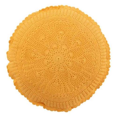 Paris Prix - Coussin Rond Déco "Dentelle" 40cm Ocre